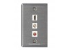 Placa Tapa HDMI 1.4 + 2 RCA en Acero Inoxidable